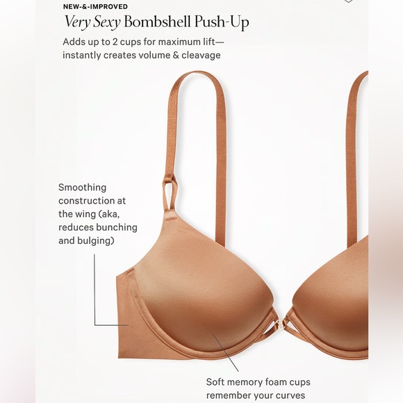 NWOT Victoria's Secret Black 2-Cup Bombshell Push-Up Bra - Picture 5 of 7